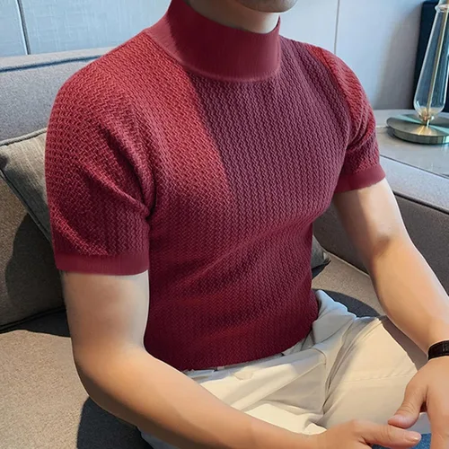Vista 2 de Mens Thermal Turtleneck Fleece Lined Compression Shirt Mock Turtle Neck Short Sleeve Base Layer Pullovers Sweater Tops