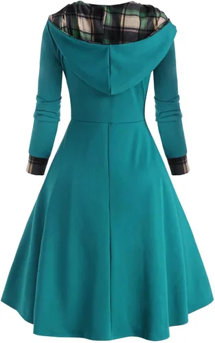 Vista 4 de Vestidos midi para mujer de talla grande bufanda con cuello y botones vestido de punto asimétrico