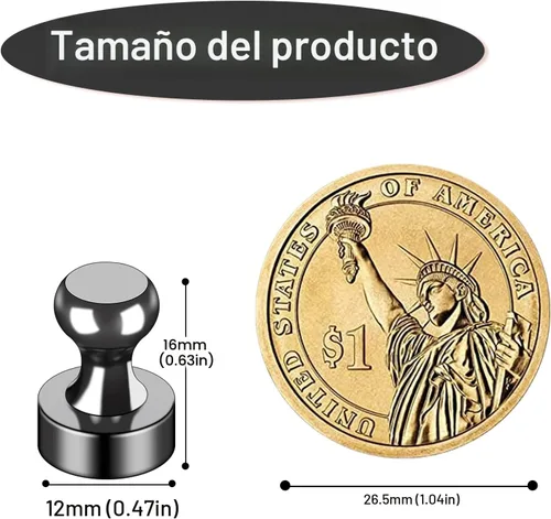 Vista 3 de LOVIMAG - Imanes negros de refrigerador, 12 unidades, imanes pequeños y fuertes para pizarra blanca, oficina, aula, mapas, accesorios de cocina