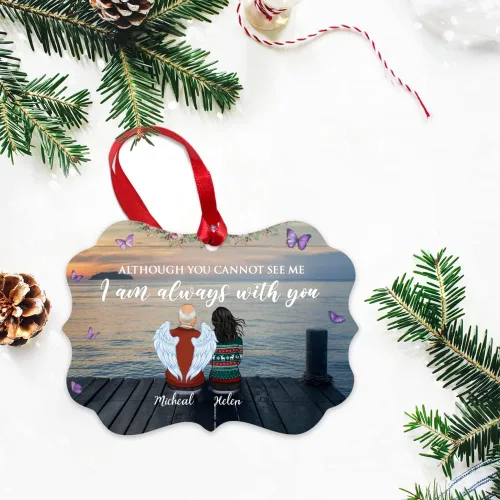 Vista 2 de Gossby Adorno conmemorativo de Navidad personalizado – Pérdida de padre estoy siempre contigo (padre, hija) personalizado para decoración de árbol