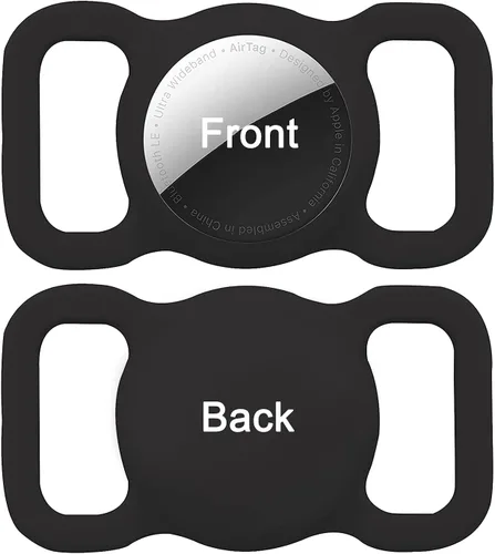 Vista 3 de Funda protectora para collar de perro, funda compatible con Apple Air Tag, impermeable, para rastreador GPS, ligera, suave, antiarañazos, Negro