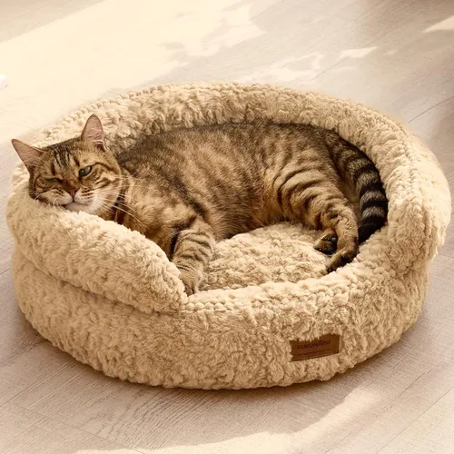 Vista 11 de FUKUMARU Cama para gatos de interior, cama para perros pequeños, lavable Marrón
