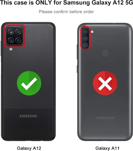 Vista 7 de Jiunai - Carcasa para Samsung Galaxy A12, resistente de doble capa, a prueba de golpes, color negro