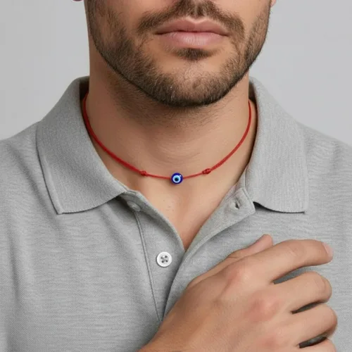 Vista 28 de Pulsera Lucky Evil Eye, gargantilla y tobillera – Talismán de protección de cuerda roja y negra Joyería minimalista Mal de Ojo para la buena suerte