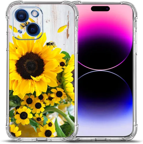 Vista 22 de Funda para iPhone 15 Plus, hermosa protección contra caídas de flores rosas, a prueba de golpes, funda protectora de cuerpo completo resistente a