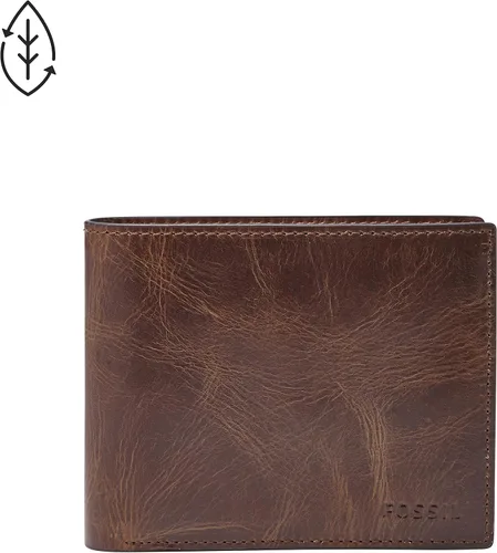 Vista 4 de Fossil Mens Derrick Leather RFID-Blocking Large Bifold with Coin Pocket Wallet