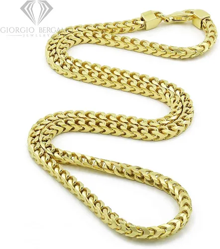 Vista 2 de Giorgio Bergamo Cadena de plata de ley 925 italiana de 0039in - 0217in cadena de eslabones cuadrados chapados en oro amarillo pulsera o tobillera