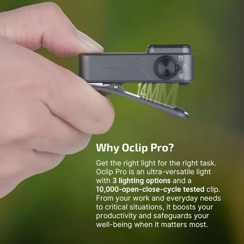 Vista 7 de OLIGHT Oclip Pro linterna EDC con clip, recargable de 500 lúmenes con tres soluciones de iluminación, carga tipo C, luces magnéticas