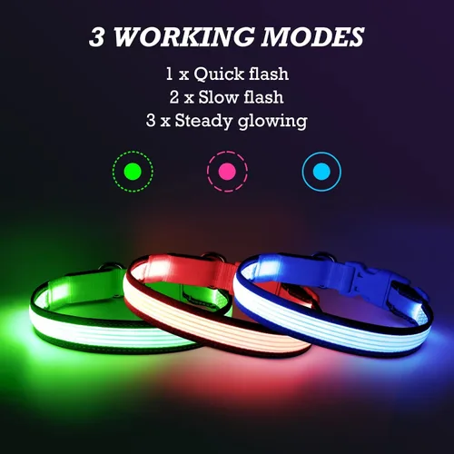 Vista 3 de Collar de perro LED, collar con luz para perro, para caminar por la noche Azul-2
