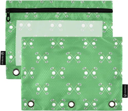 Vista 9 de Estuche de béisbol blanco para lápices de 3 anillas, paquete de 2 carpetas para lápices, estuche transparente con cremallera, bolsa de cosméticos