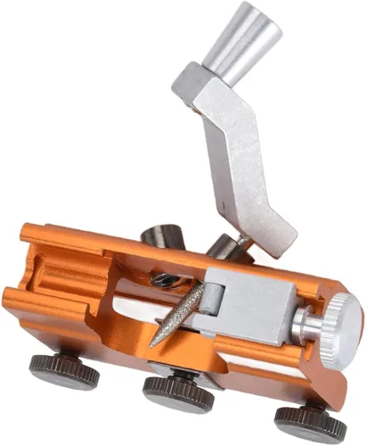 Vista 6 de Plantilla de afilado de motosierra, sacapuntas de cadena de manivela portátil, afilado rápido para todo tipo de motosierras y sierras eléctricas