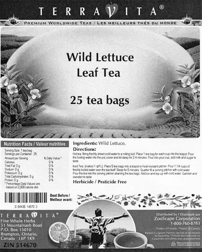 Vista 2 de Té de lechuga silvestre (25 saquitos, ZIN: 514670).