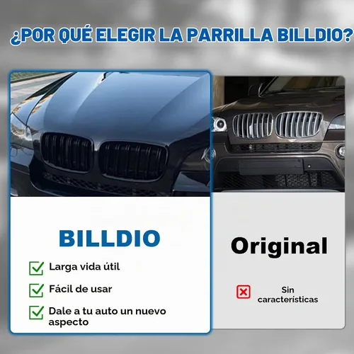 Vista 5 de Parrilla de riñón para parachoques delantero, color negro brillante, compatible con BMW X5 E70 X6 E71 2007-2014 doble listón doble línea