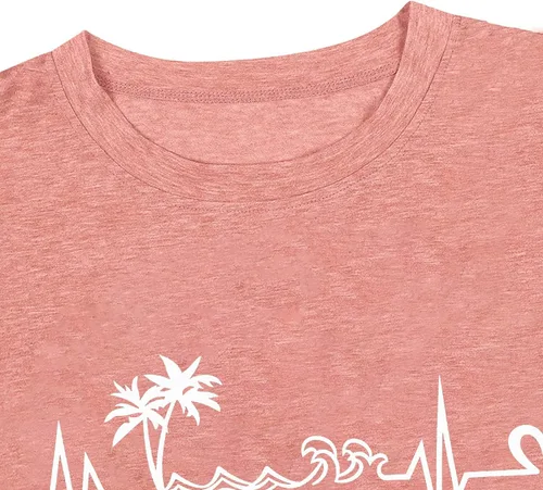 Vista 5 de Camiseta de manga corta con estampado de corazón para mujer, camiseta con estampado de corazón y estampado de corazón