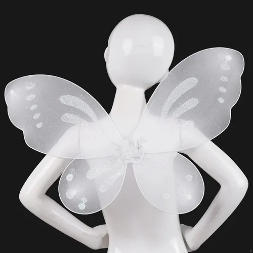 Vista 3 de renvena Conjunto de alas de princesa de ángel de hadas o alas de mariposa para niñas, disfraz de Halloween, fiesta de cumpleaños