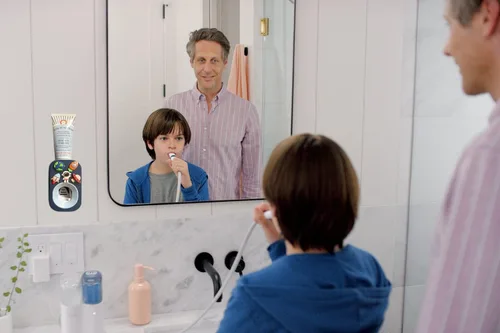 Vista 4 de Dispensador automático de pasta de dientes montado en la pared para baño, exprimidor de pasta de dientes para niños y ducha familiar