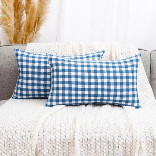 Vista 9 de CARRIE HOME - Juego de 2 fundas de almohada de exterior a cuadros de búfalo blanco y negro de 16 x 16, almohadas de sofá de decoración de granja