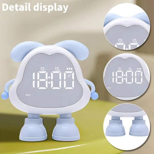 Vista 3 de DORA - Reloj despertador para perros para dormitorios de niños y niñas, bonito reloj despertador LED con pantalla digital, entrenador de sueño