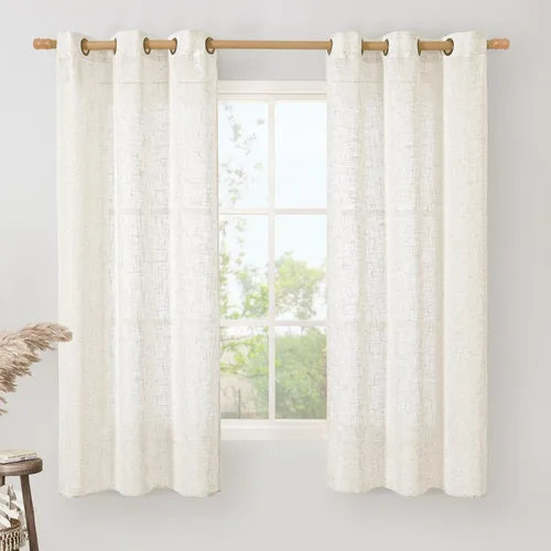 Vista 86 de LAMIT Cortinas de lino marrón caramelo para sala de estar, 84 pulgadas, de lino sintético, texturizado, filtrante de luz, paneles de privacidad