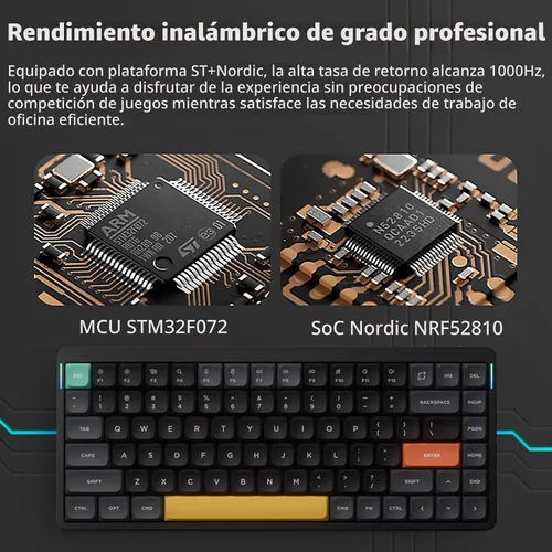 Vista 4 de NuPhy Air75 V2 Teclado mecánico portátil de 75% de bajo perfil, teclado inalámbrico, compatible con Bluetooth/2.4G/USB-C, teclados RGB Bluetooth