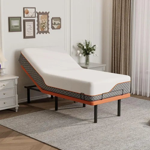 Vista 29 de ESHINE - Base de cama ajustable individual XL con colchón + colchón de espuma viscoelástica de gel de 8 pulgadas (firmeza media), control por