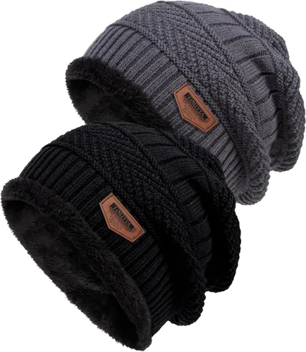 Vista 48 de Loritta Gorro de invierno cálido de punto grueso y holgado para hombre