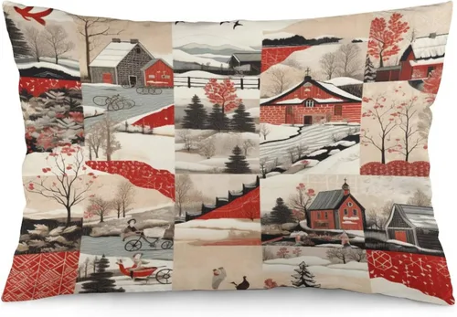 Vista 31 de Fundas de almohada con diseño de pingüinos de Navidad de 12 x 20 pulgadas, diseño de pingüinos en acuarela de Navidad, fundas de almohada