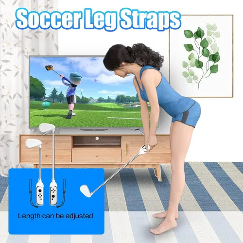 Vista 5 de Nintendo , Nintendo Switch Sports Leg Strap, Switch Tennis Racket, Switch Boxing Grips, Switch Wrist Straps and Switch Golf Club - White