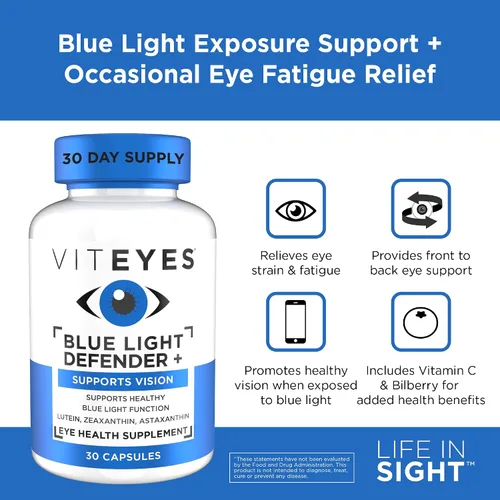 Vista 5 de Viteyes Blue Light Defender+ Cápsulas de suplemento, protección dietética de la luz azul dañina, 30 cápsulas