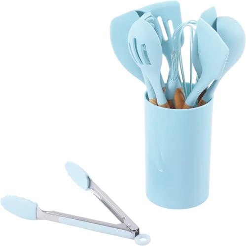 Vista 7 de 12PCS Kitchen Utensil Set, Non Stick Cooking Utensils with Wooden Handle, Silicone Kitchenware for Home and Restaurant Use, Includes Oil Brush