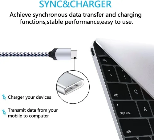 Vista 9 de Paquete de 5 cables USB tipo C rápidos de 6 pies para Samsung Galaxy S25 Edge S25+ Plus Ultra S24 S23 S22 S21 S20 FE Ultra S10 S10+ S9 S8 Plus Note