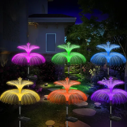 Vista 8 de Weepong - Luces solares para jardín 3 unidades, nuevas luces solares mejoradas al aire libre, resistentes al agua, 7 colores que cambian, doble