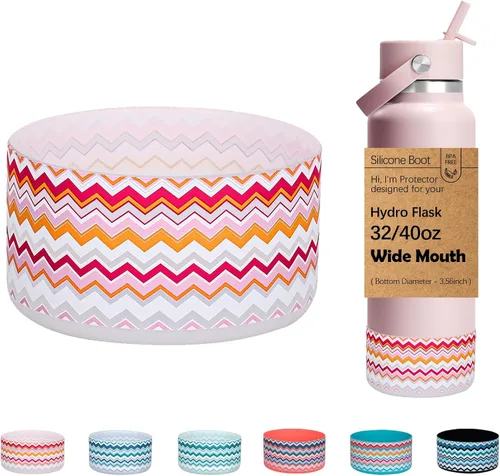 Vista 27 de WK IEASON Base protectora de silicona para botellas Hydro Flask de 12 a 24 onzas de ancho y boca estándar, funda antideslizante para accesorios de 2