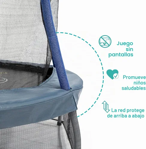 Vista 2 de Skywalker Trampolines Mini trampolín con red de recinto Azul oscuro/gris con astronauta