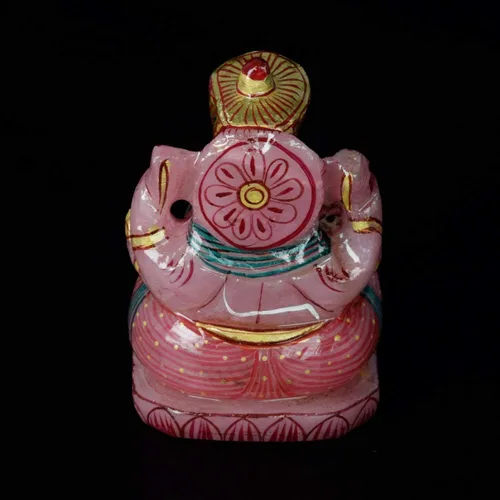 Vista 2 de GEMHUB Impresionante hecho a mano Lord Ganesha estatua fina obra natural de cuarzo rosa gema de aproximadamente 3417.00 quilates V-4478, Gema