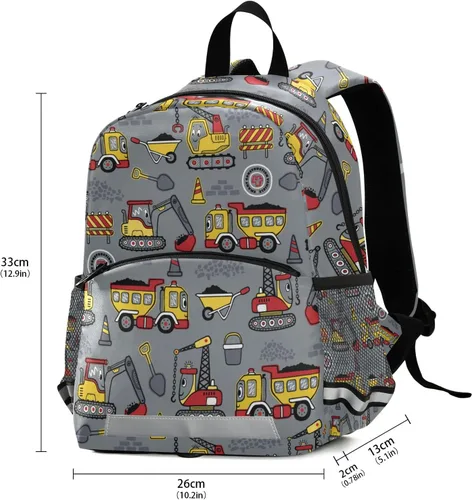 Vista 2 de Linda mochila para excavadora de coche, mochila escolar para niños, mochila de viaje para niños, mini mochilas pequeñas para jardín de infantes