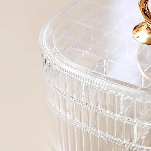Vista 7 de Joyero, organizador de joyas de acrílico de 3 capas con asa, cajas de joyería transparentes para mujeres y niñas, organizador de maquillaje, soporte