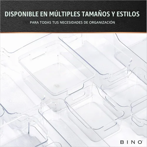 Vista 8 de BINO Contenedores de almacenamiento de plástico, grandes, paquete de 2 de The Lucid Collection, contenedores multiusos, asas integradas, libres
