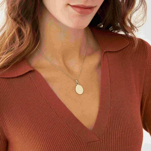 Vista 5 de Fossil - Collar de cadena con dije de acero inoxidable grabado y enchapado para mujer