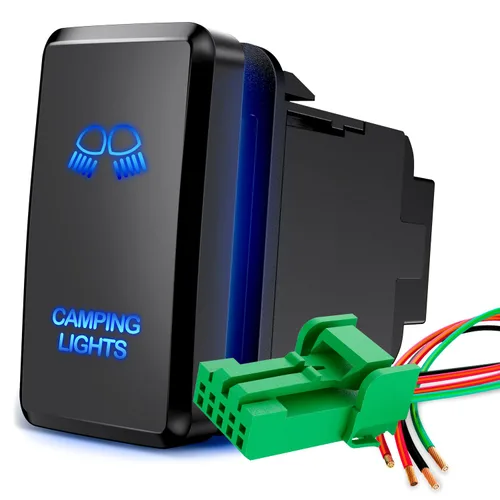 Vista 15 de Nilight Interruptor de Botón de Luces Auxiliares 12V Encendido/Apagado con Kit de Cable Conector 1.54" x 0.83" Repuesto para Toyota Tacoma Tundra