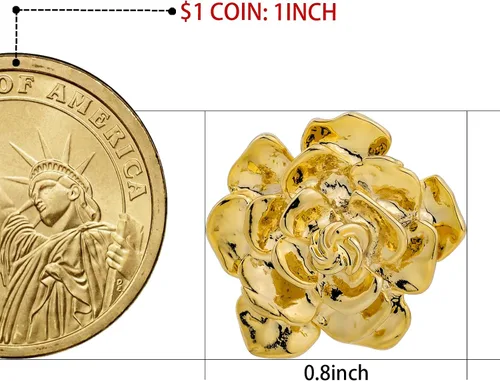 Vista 5 de Broche de solapa en tono dorado de 18 quilates para hombre, broches de metal con flores para mujeres, accesorios de traje para hombre, para boda