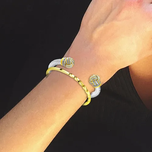 Vista 7 de UNY JEWEL La joyería hace una declaración de alambre de cable medio trenzado medio striaght brazalete hace un elegante regalo de Navidad