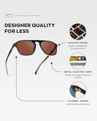 Vista 6 de wearme Pro - Lentes de sol polarizados, estilo aviador moderno, con un puente, cuadrados, para hombre Lente tintada negra/roja
