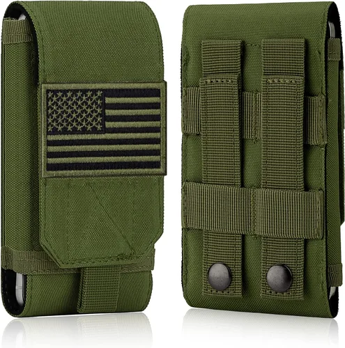 Vista 18 de Funda Táctica Molle para Teléfono, Funda de Cinturón con Asa de Bucle Resistente con Parche de Bandera para iPhone 17 Pro Max/Air/17 Pro/17/16 Pro