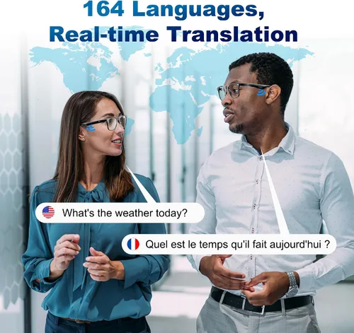 Vista 4 de Gafas inteligentes AI, gafas de traducción con GPT de chat y 164 idiomas Bluetooth Glasses with Photochromic Lens, Music Playback & Hands-Free