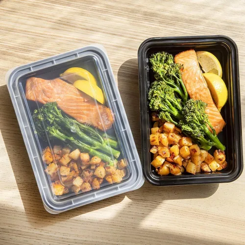 Vista 2 de Igluu Meal Prep Contenedores reutilizables (paquete de 10) 1 compartimento – 28oz Recipientes para alimentos con tapas, apilables, aptos