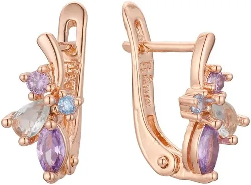 Vista 2 de SAGEKING 2024 New 2024 Korean Earring Mixed Stone Rose 585 Gold Color Fashion Jewelry Gift Fashion Accessories