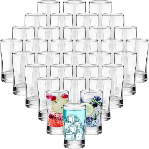 Vista 10 de Bokon 6 vasos de cerveza, tazas pequeñas de jugo, vasos de té helado, vasos de base pesada, vasos de vidrio transparente a granel para agua potable