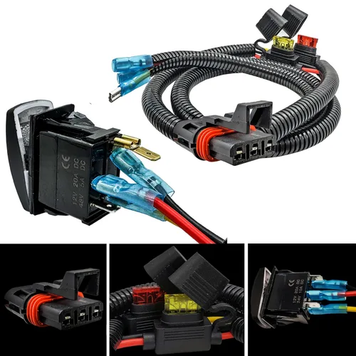 Vista 6 de Kit de cables de enchufe de barra de bus de potencia con interruptor basculante de encendido/apagado para luces estroboscópicas compatible