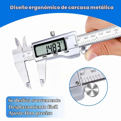 Vista 5 de Herramienta de medición de calibre digital, herramienta de medición de calibre con acero inoxidable, calibre vernier digital de micrometro con dial